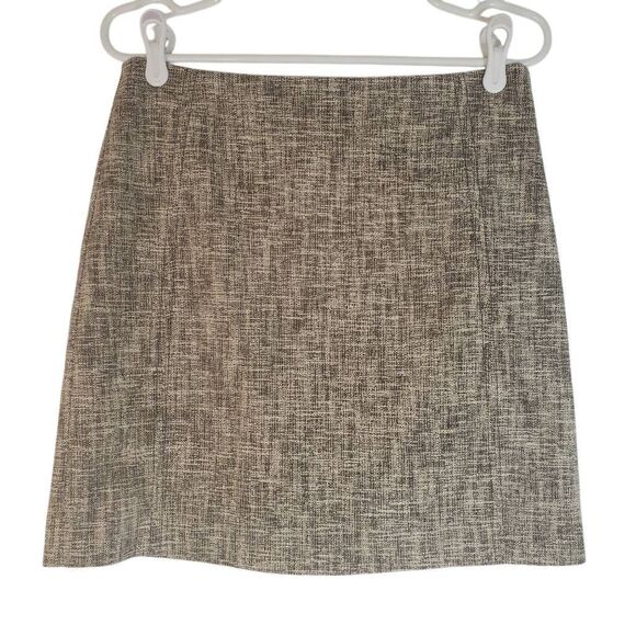 Ann Taylor LOFT Back Zip Flat Front Tweed Pencil Mini Skirt Taupe Brown Size 4 - Picture 11 of 11